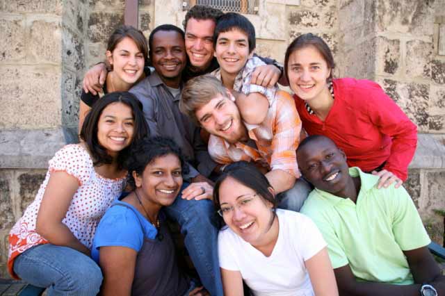 A diversified group of students at the front page of MyCollegePal
